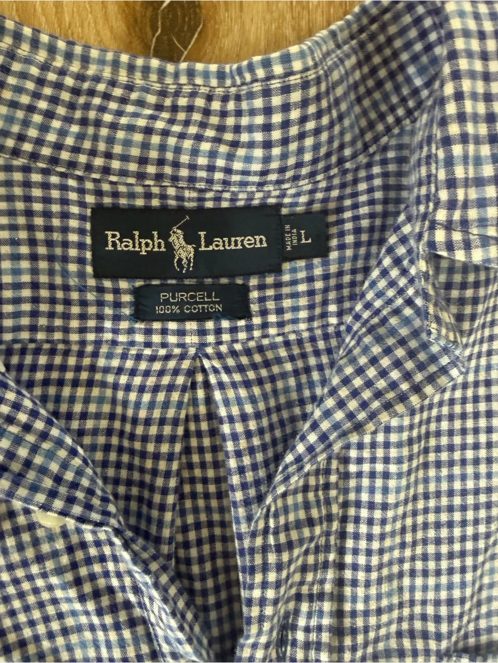 Ralph Lauren Blue & White Check Polo Shirt 100% cotton men’s large